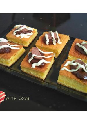 Foto resep Cake potong topping coklat leleh