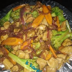 Honey garlic chicken stir fry: A picture of Honey garlic chicken stir fry:.