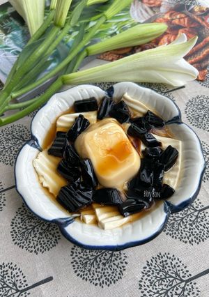 Hình của món Tàu Hũ Sương Sáo Bánh Flan.