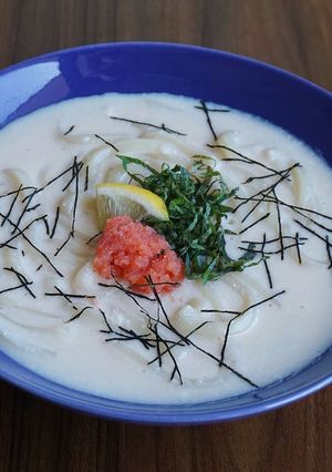 A picture of White Sauce Is The Key! Copycat Tsurutontan: Creamy Mentaiko Udon Recipe.