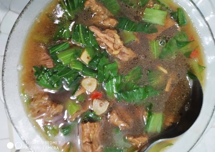 Tumis sawi pak coy daging