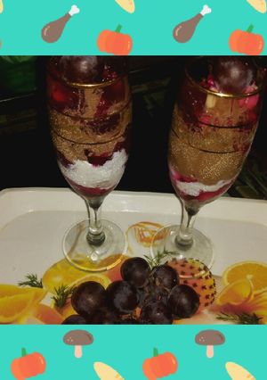 A picture of Fruits with Jelly with vanilla ice cream n chocolate ice cream.