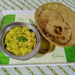A picture of Lehsuni methi pithla.