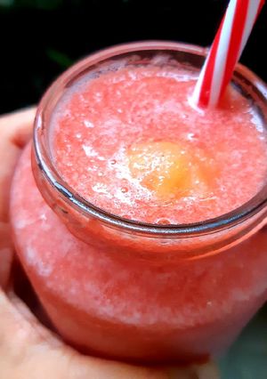 รูปของ 🍉 แตงโม ❤️แตงไทยปั่น Duo Melon Smoothie 🥤 Water+Musk Melon 🥤