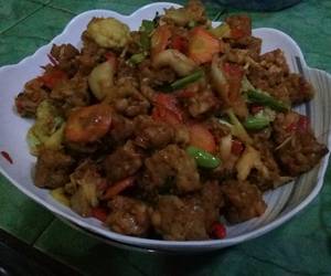 Resep mudah Sambel Goreng Tempe Pedas Mix Brokoli Wortel Pete dan Jamur Praktis Enak