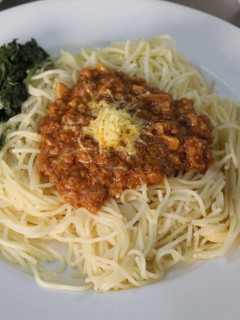 A picture of Spaghetti / minced meat.