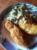 Filete de pollo relleno y rebozado