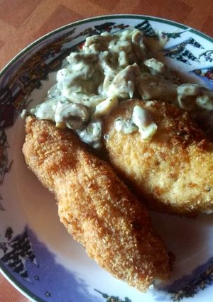 Una foto de Filete de pollo relleno y rebozado