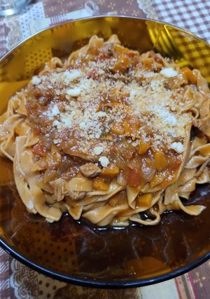 Una foto de Fideos de remolacha y zanahorias