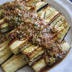A picture of Grilled Eggplant with Sesame Sauce.