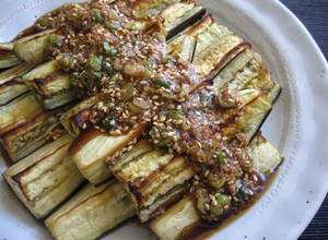 A picture of Grilled Eggplant with Sesame Sauce.