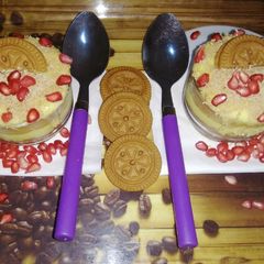Two layer custard chocolate cream biscuit pudding A picture of Two layer custard chocolate cream biscuit pudding.