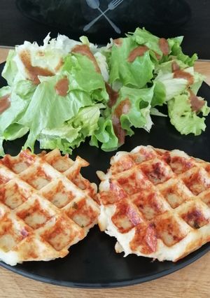 Une photo de Gaufres salées pommes de terre jambon