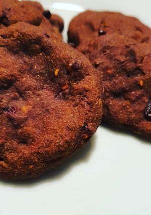 Une photo de Les cookies choco framboise