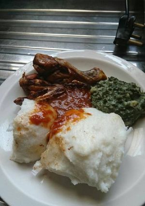 A picture of Grilled chicken and spinach.