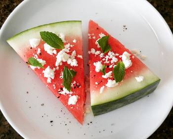 Easy Fast Cooking Watermelon Wedges With Feta And Mint Very Delicious