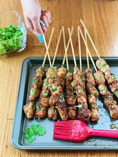 A picture of Moo Ping (Thai Grilled Pork Skewers).