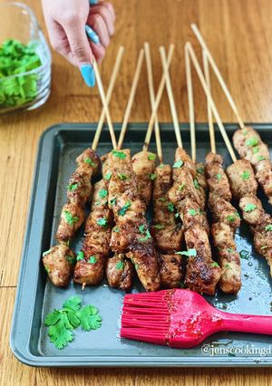A picture of Moo Ping (Thai Grilled Pork Skewers).