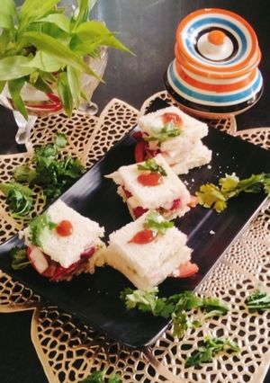 A picture of COLD SANDWICH 🥪 Vegetable sandwich (No cooking Recipe).