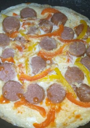 A picture of Fried eggs🥚pizza 🍕.