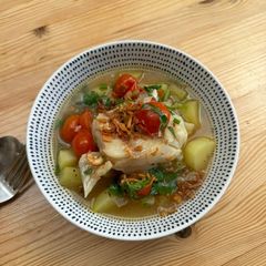A picture of Tomato-Poached Broth & Fish.