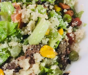 Update, Serving Recipe Lamb Burger Bulgur Salad with Roasted Sesame Mayo Dressing Delicious