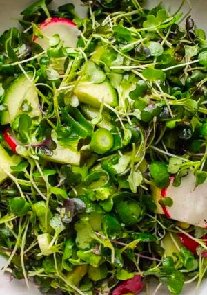 A picture of Crunchy salad with microgreens.