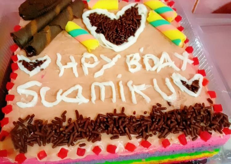 Cara membuat Rainbow cake kukus mudah Sederhana Untuk Jualan