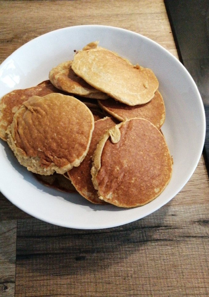 Una foto de Tortitas. Mi desayuno favorito! Equilibrado y delicioso