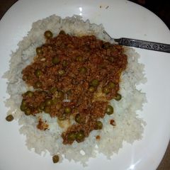 A picture of Rice with minced stew.
