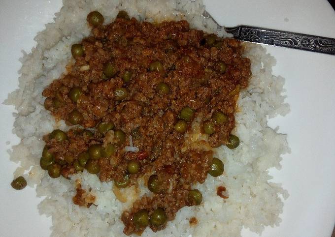 Rice with minced stew