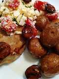 Baked pork chop, feta, tomato, honey, truffled potatoes & grapes