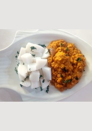 A picture of Porriage beans with agidi.