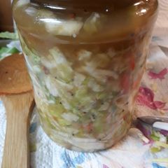 A picture of Fermented Kiwi Cabbage Chow Chow.