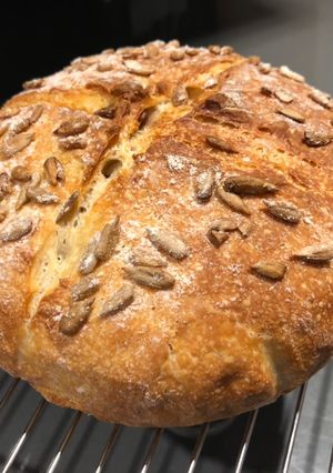 A picture of No-Knead Milk and Nut European Bread.