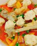 Sup tomat siram(bakso ayam ceker)