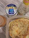 Paratha with cheese, cinnamon and rose water