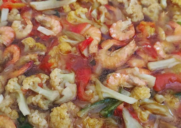 Resep Tumis kuah kembang kol udang termudah Anti Gagal