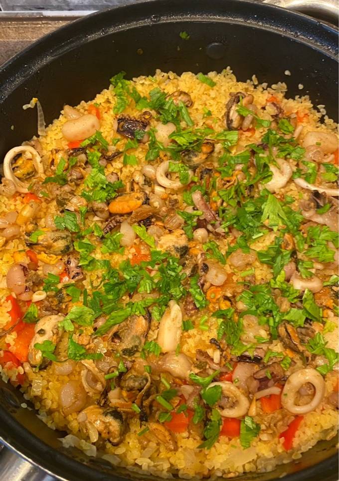 Булгур з морепродуктами🍛
