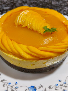 A picture of Kesar Mango Cheesecake.