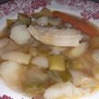 Porrusalda con bacalao