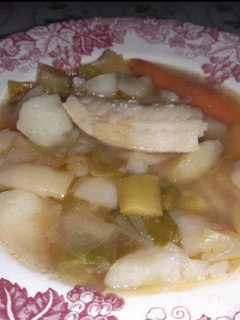 Una foto de Porrusalda con bacalao