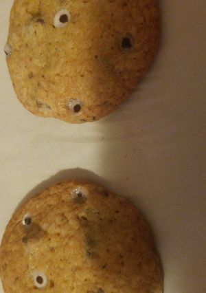 A picture of Halloween Eyeball Chocolate Chip Cookies.