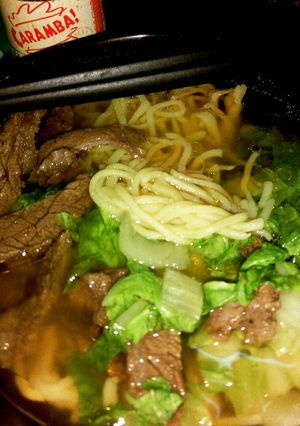 A picture of Pinoy Mami (street style ramen noodles) .