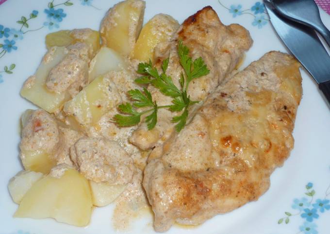 Mustáros fokhagymás mártásban sült csirkemell recept foto