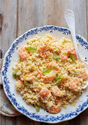 Foto di Cous cous con gamberetti,limone e menta
