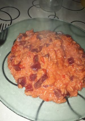 Una foto de Risotto de remolacha