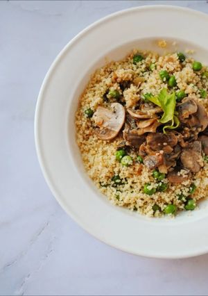 A picture of 15-Minute Lunch? Couscous with Cremini Mushrooms.