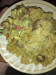 A picture of Simple pilau with guacamole.