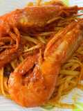 Linguine con Gamberoni, Linguine Udang saos tomat
